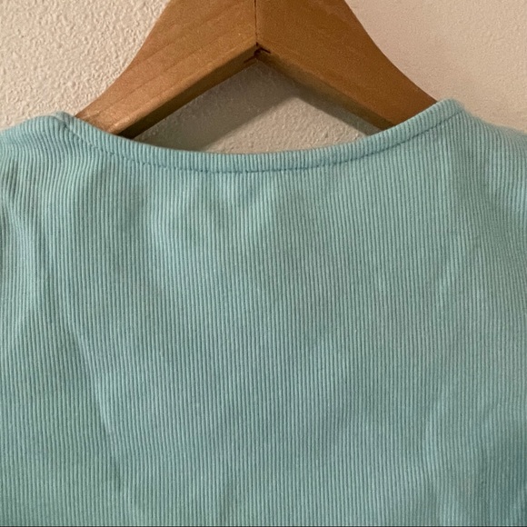 SHEIN Light Blue Ribbed Crop Top Button Front-12 - Picture 6 of 9